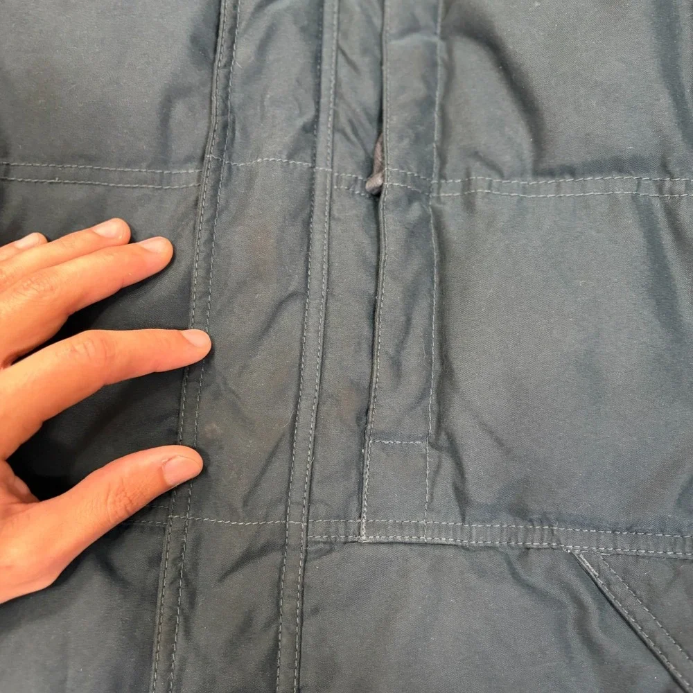 Eddie Bauer EB650 Goose Down Puffer Jacket Blue Large Coat Winter Hooded